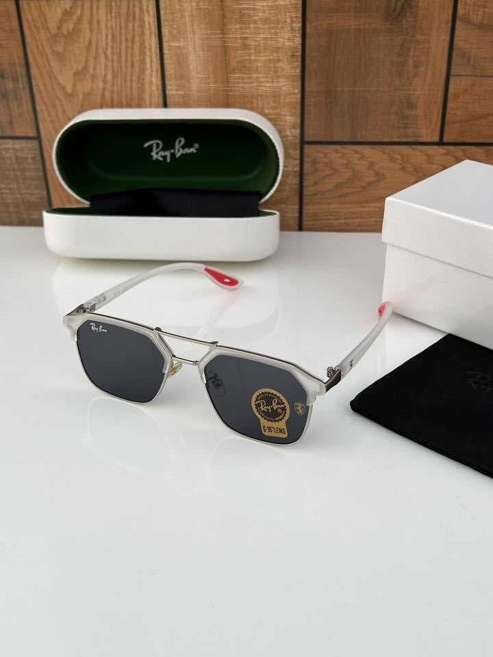 Rayban 04 white black (red tip)