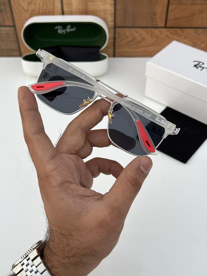 Rayban 04 white black (red tip)