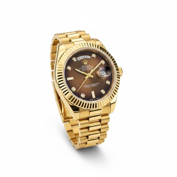 luxury Watch Role_x Oyster Perpetual Day Date Diamond Gold-Brown