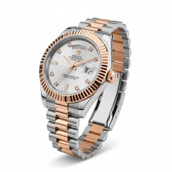 luxury Watch Role_x Oyster Perpetual Day Date Diamond 2Ton-Copper-White