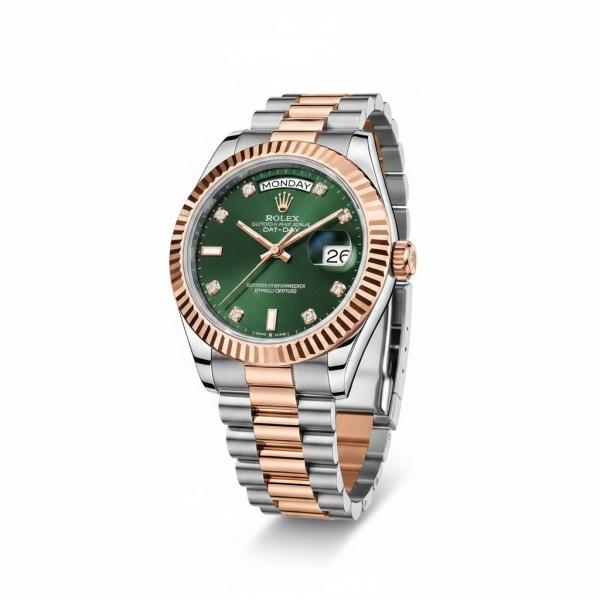 luxury Watch Role_x Oyster Perpetual Day Date Diamond 2Ton-Copper-Green