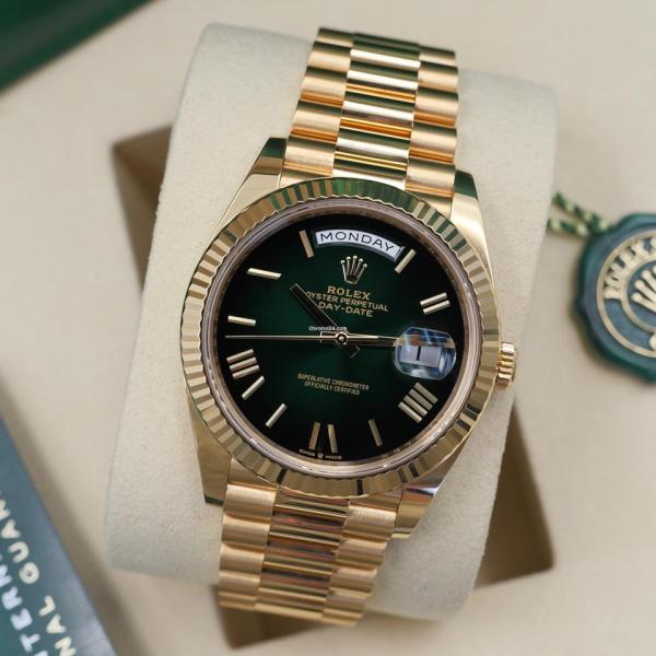 luxury Watch Role_x Oyster Perpetual Day Date 40 Battery Gold-Green