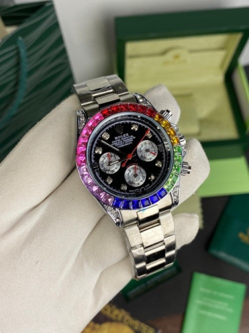 luxury Watch Rainbow silver