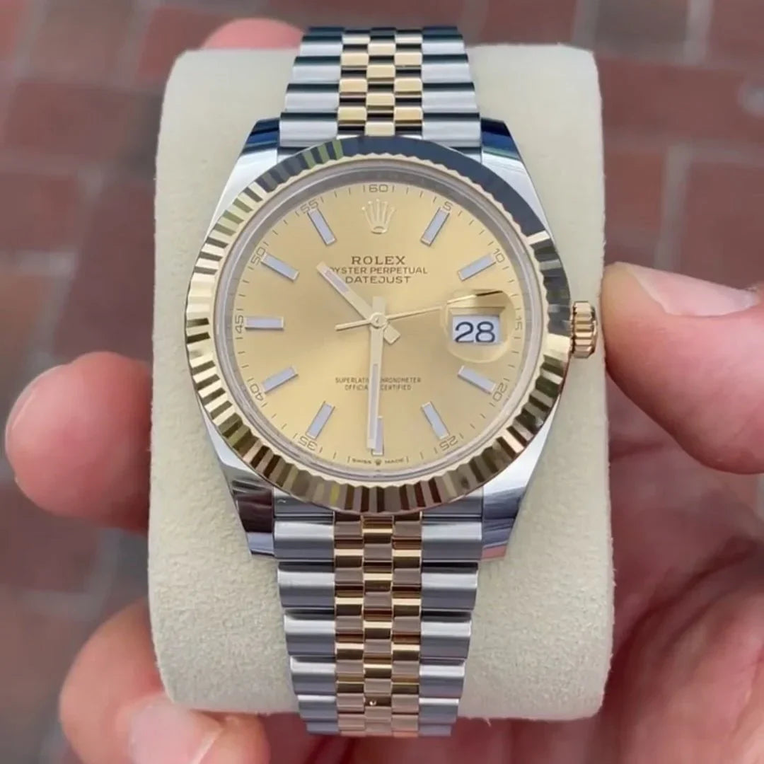 luxury Watch Datejust Gold Silver Gold Dial Metal Watch