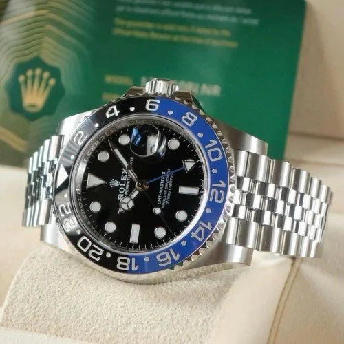 luxury Watch Gmt Master Silver Black Metal