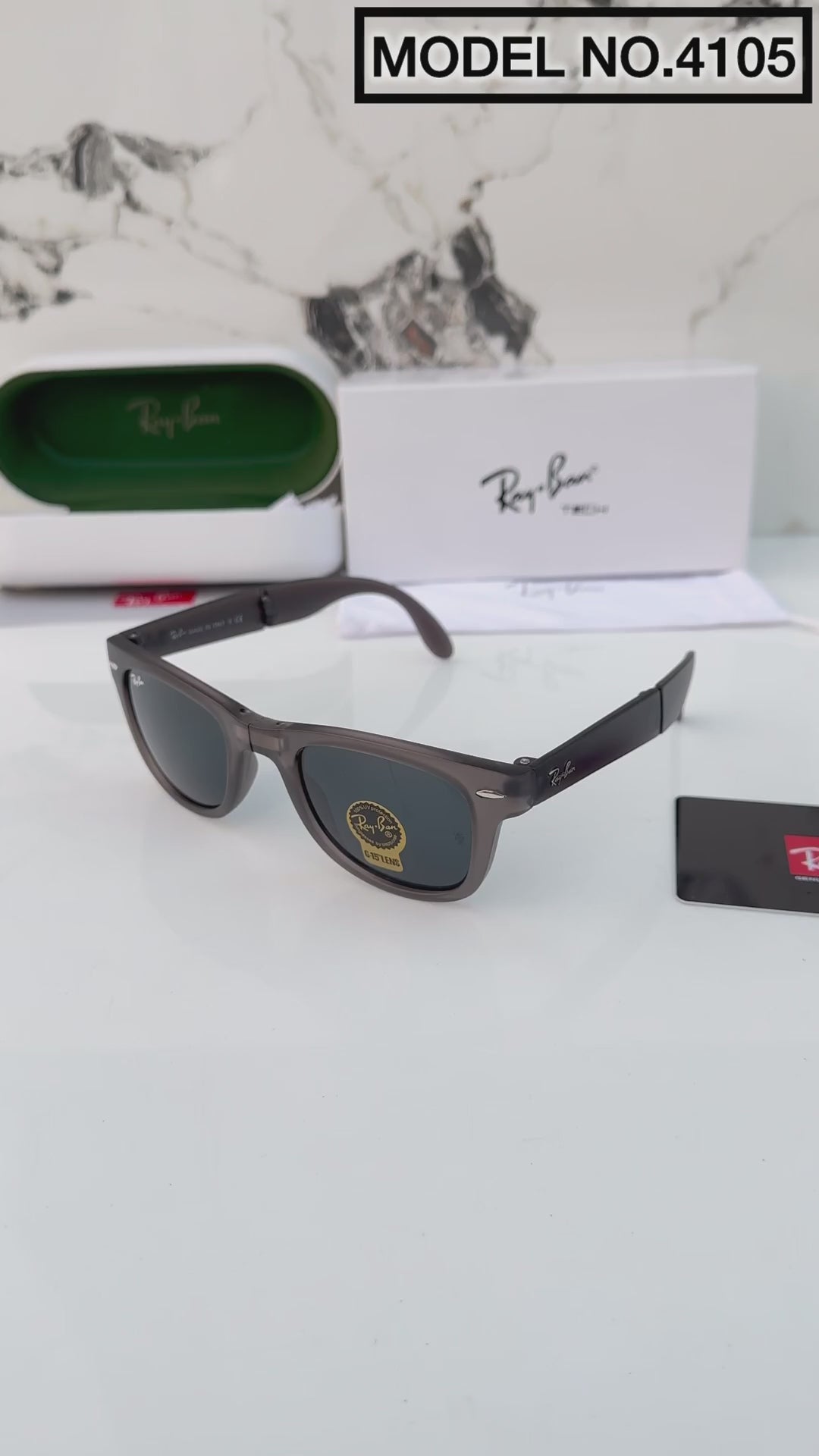 Rayban 4105 grey black 🥳🥳🥳✌️✌️✌️🔥🔥🔥 *FOLDING  WAYFARER MODEL*