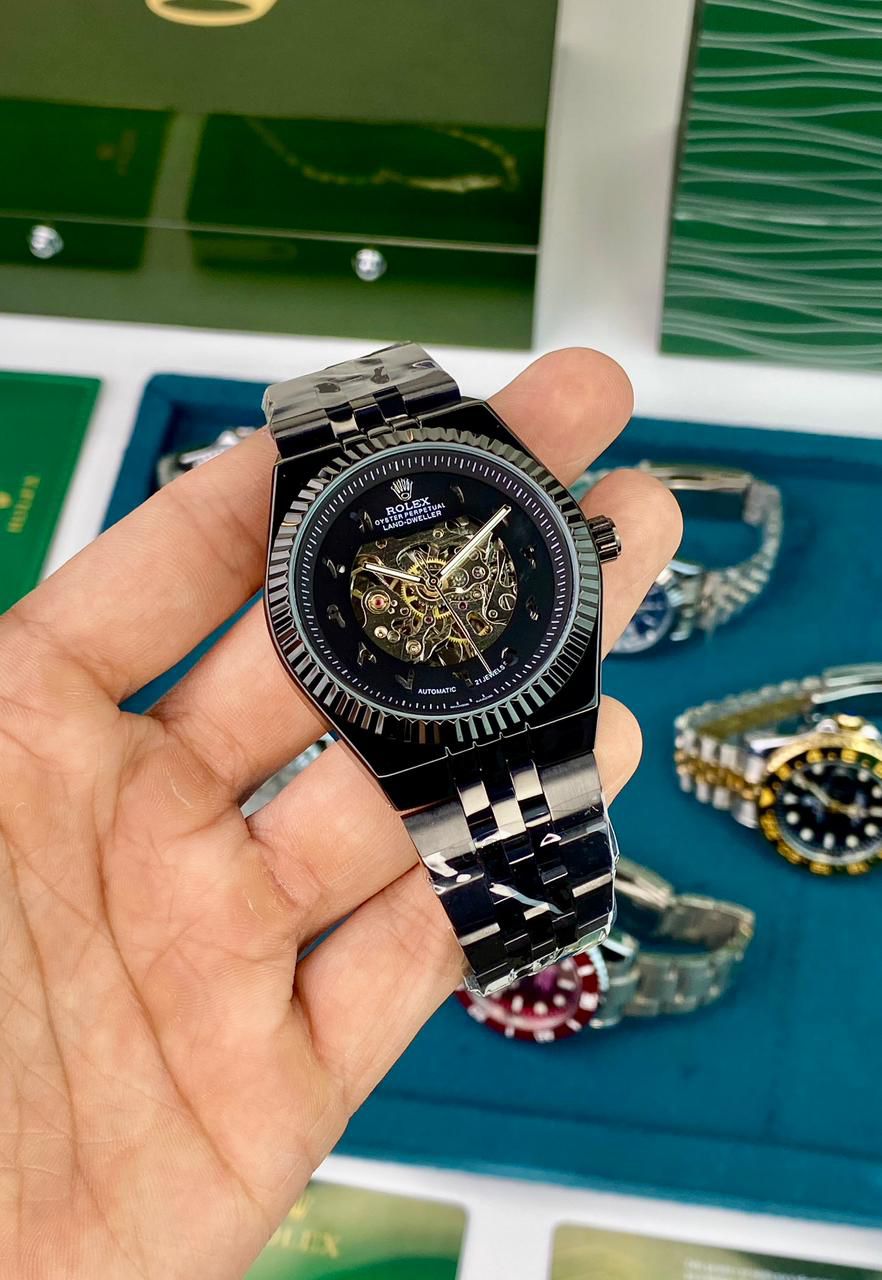 ROLE_X-STYLE AUTOMATIC WATCH WITH A SKELETON DIAL BLACK FINISHED STAINLESS STEEL