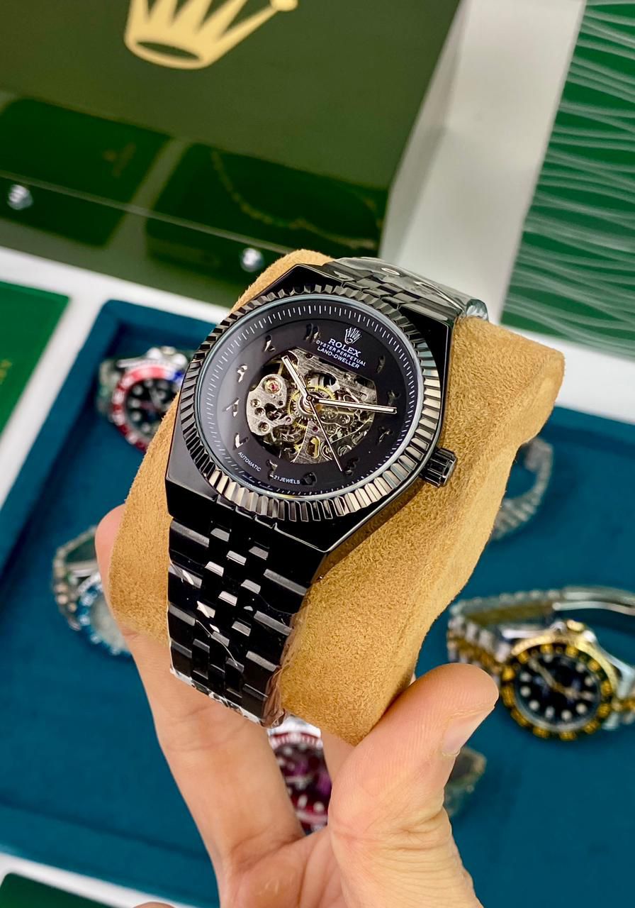 ROLE_X-STYLE AUTOMATIC WATCH WITH A SKELETON DIAL BLACK FINISHED STAINLESS STEEL